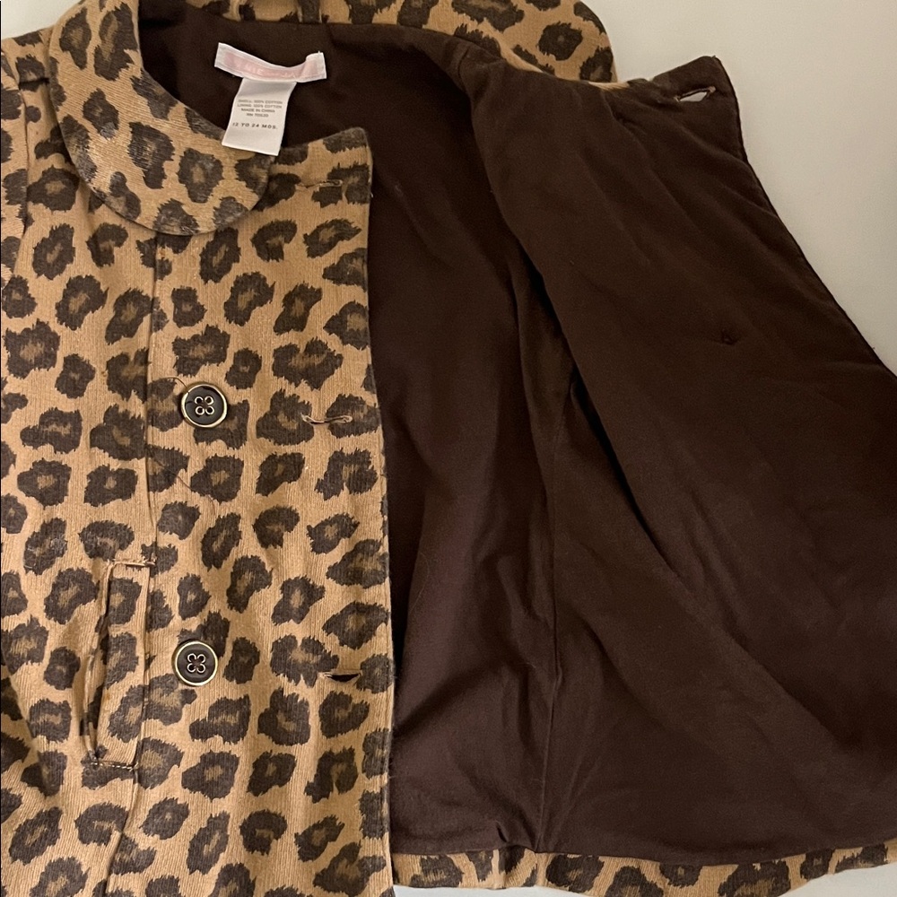 Janie and Jack Brown Leopard Print Pea Coat - Picture 4 of 6